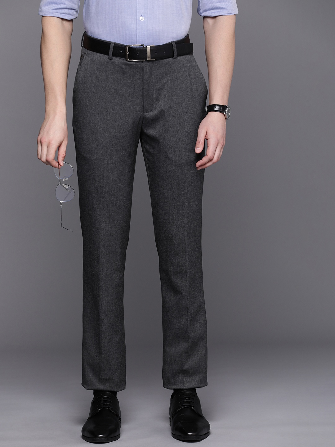 

Louis Philippe Men Slim Fit Formal Trousers, Grey