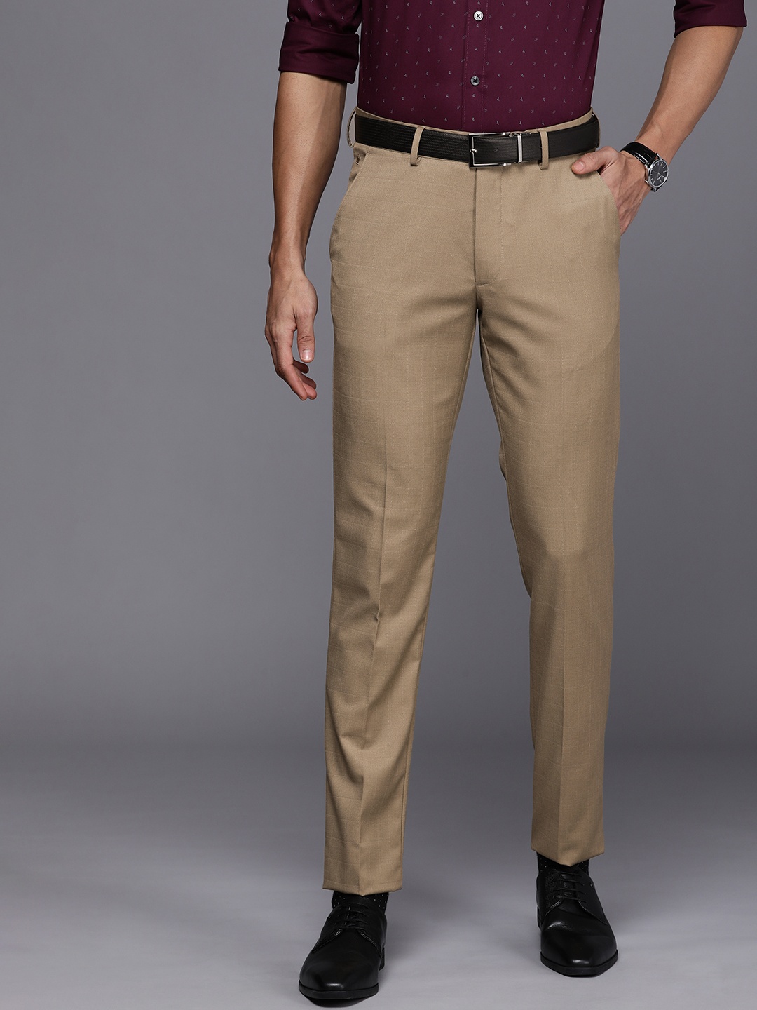 

Louis Philippe Men Beige Super Slim Fit Trousers