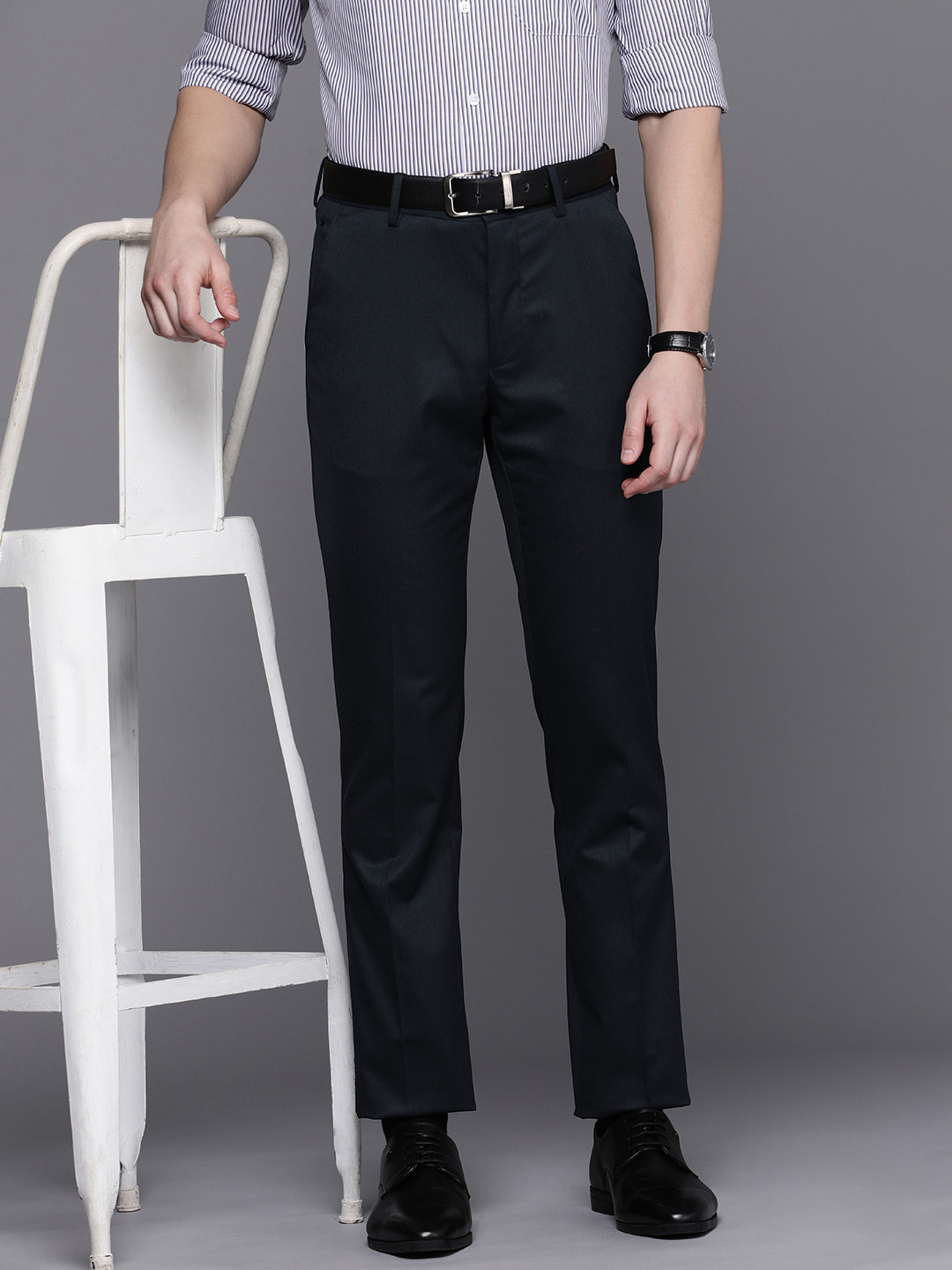 

Louis Philippe Men Super Slim Fit Trousers, Black
