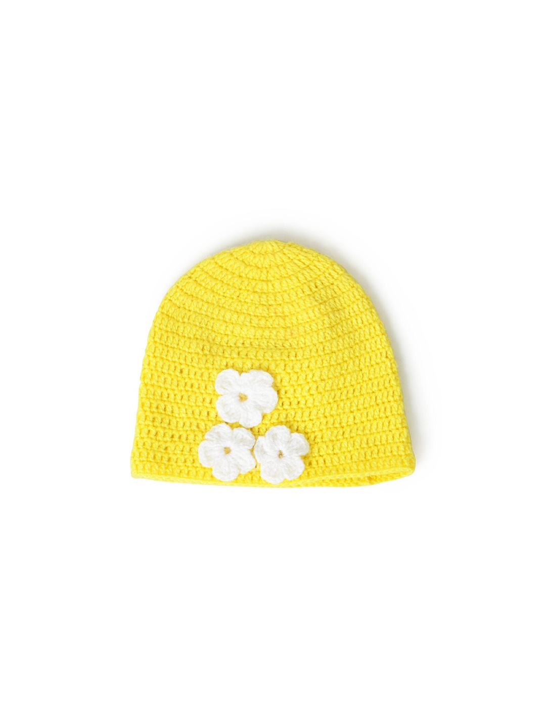 

FUNKRAFTS Girls Self Design Wool Winter Beanie, Yellow