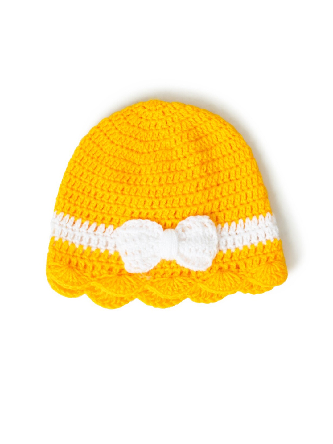 

FUNKRAFTS Girls Self Design Wool Beanie, Yellow