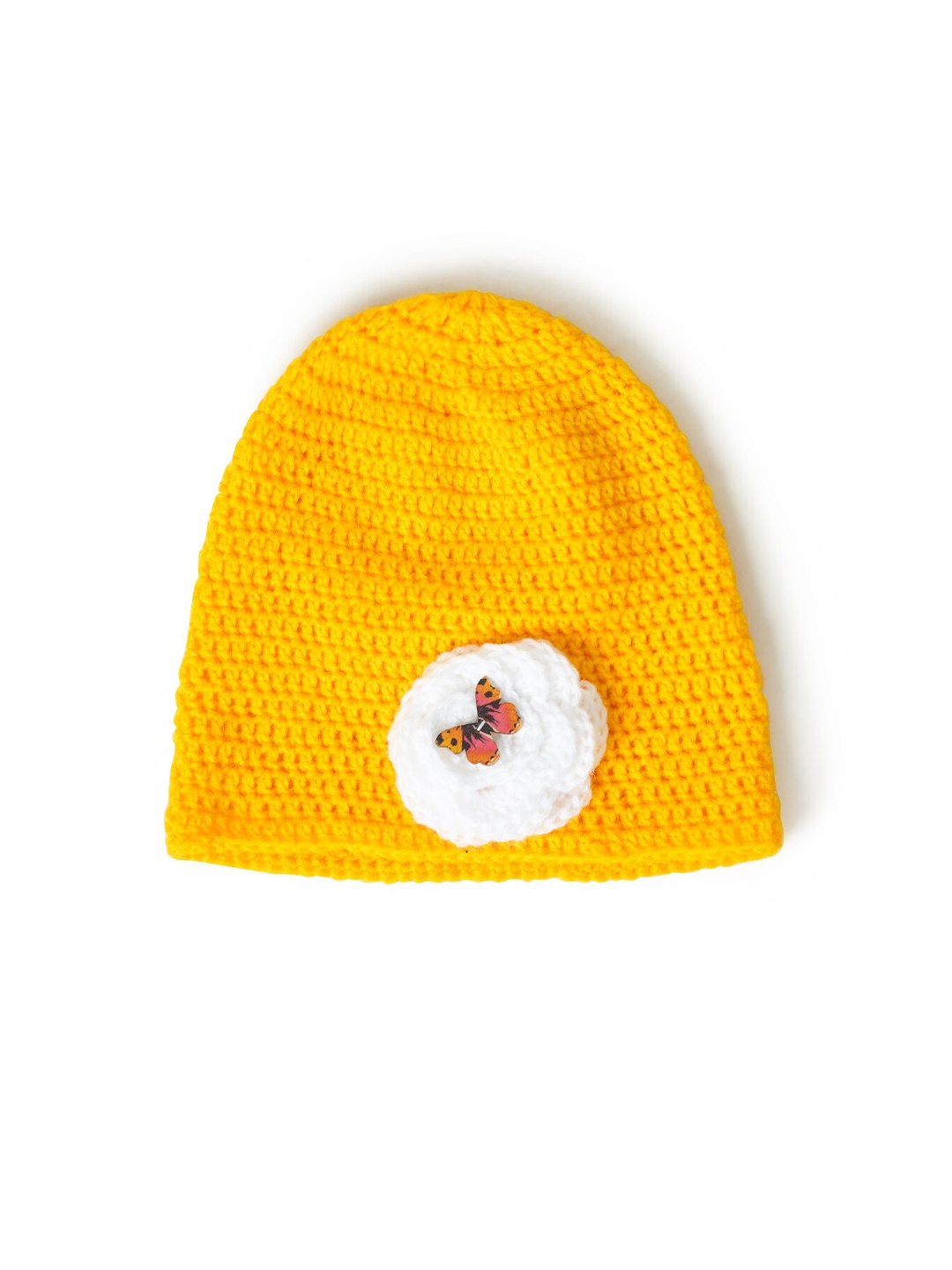 

FUNKRAFTS Girls Self Design Woollen Winter Beanie, Yellow