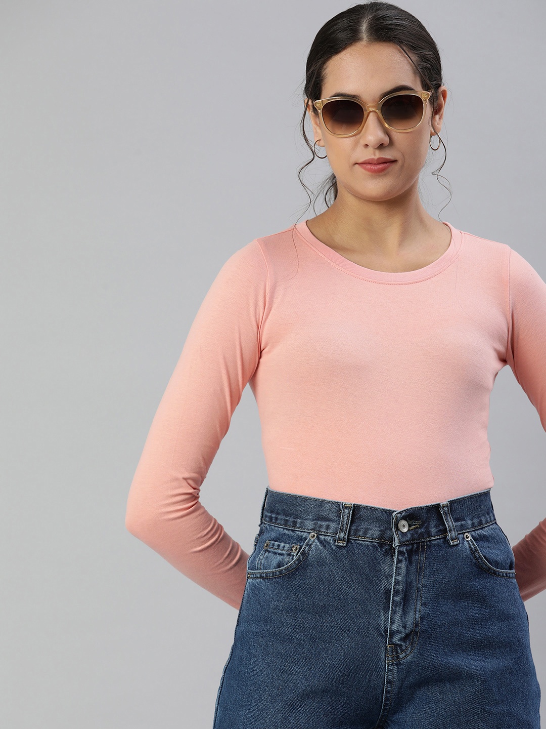 

Huetrap Solid Cotton Crop Top, Peach