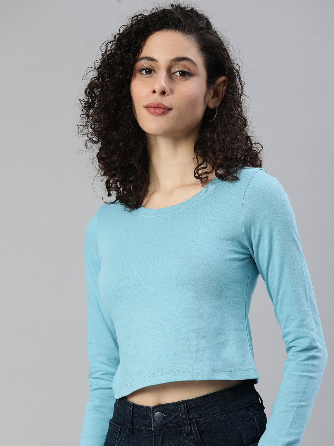 

Huetrap Women Pure Cotton Crop Top, Blue
