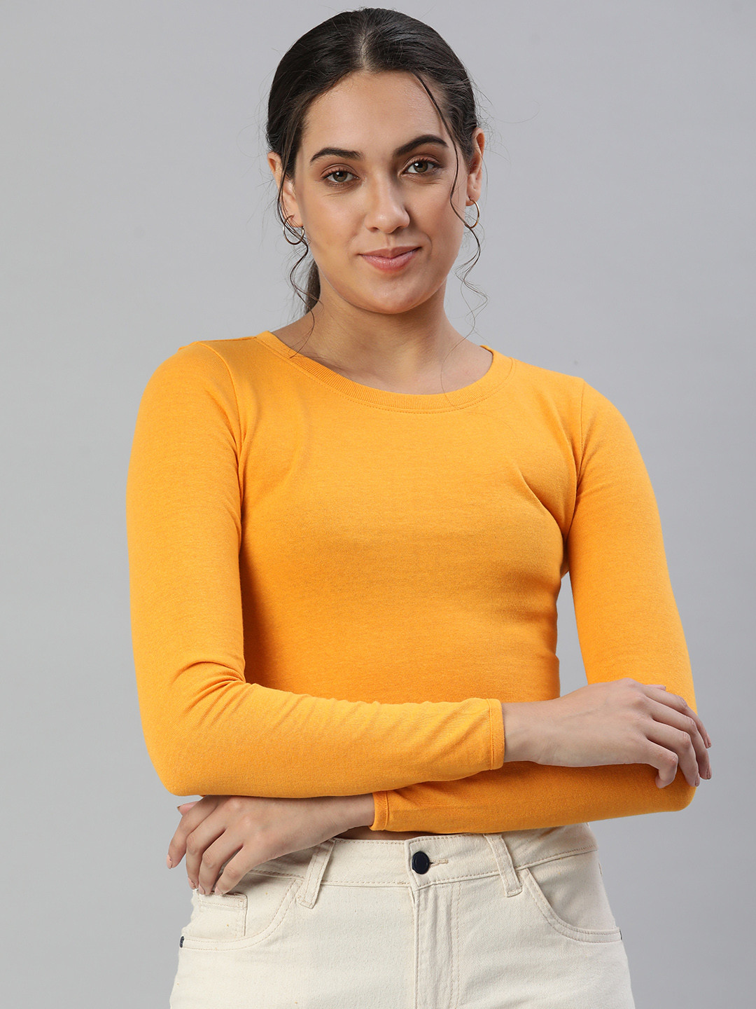 

Huetrap Solid Crop Top, Yellow