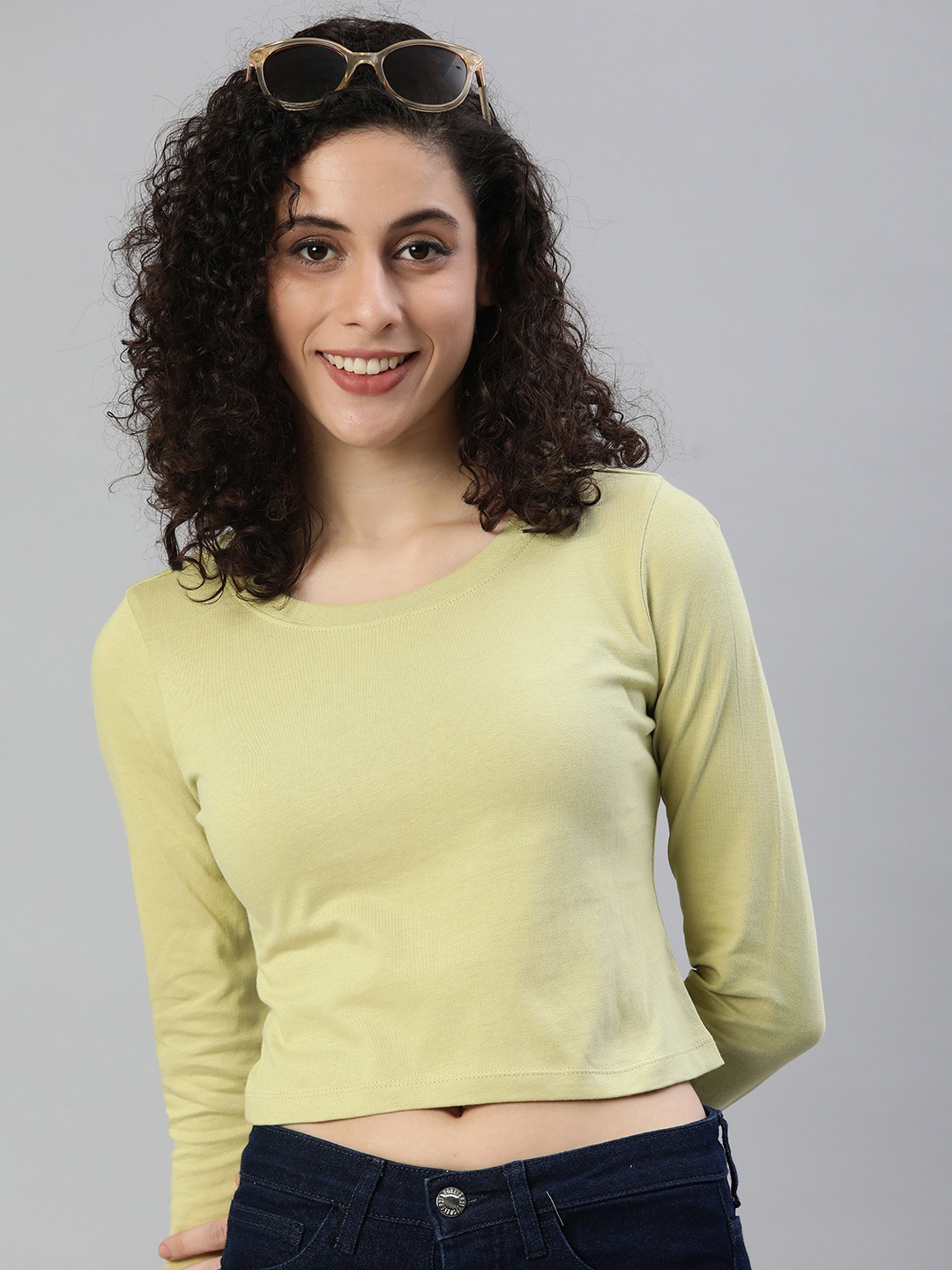 

Huetrap Women Pure Cotton Crop Top, Olive