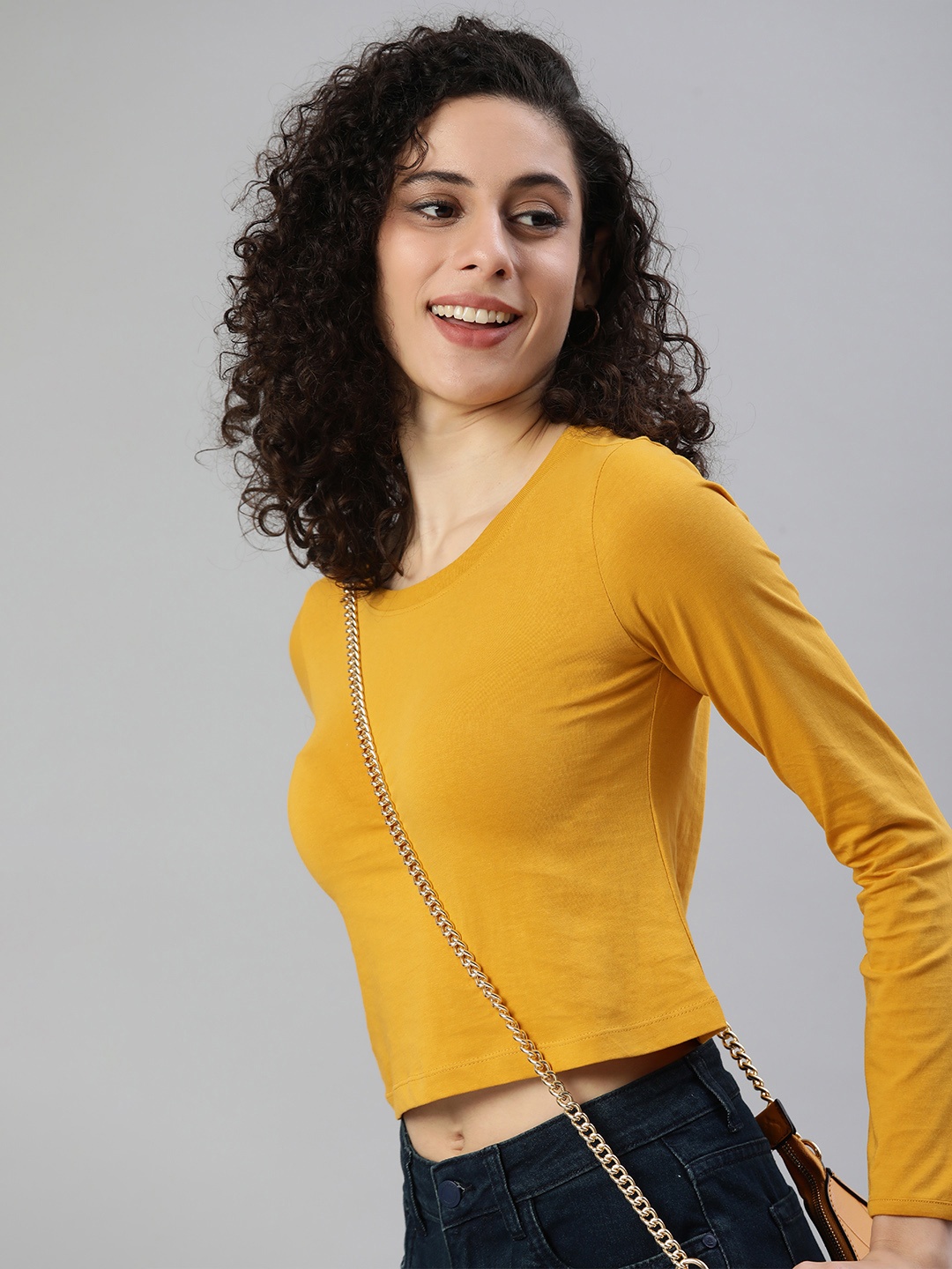 

Huetrap Solid Cotton Crop Top, Yellow