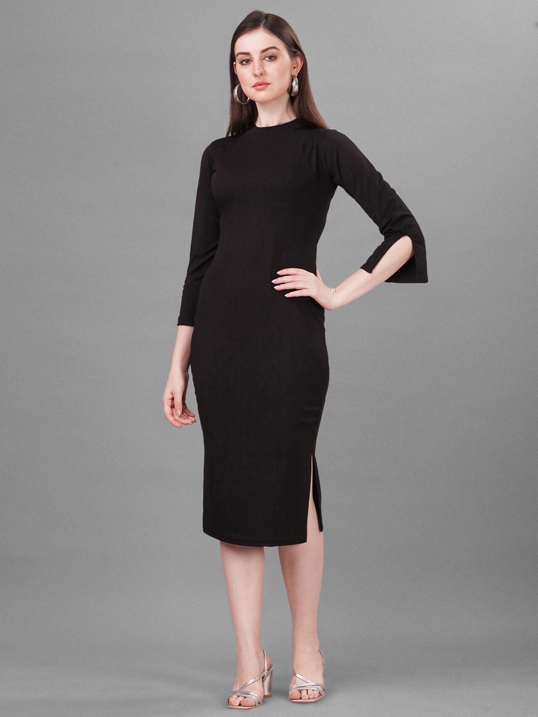 

FAVRIZ Sheath Midi Dress, Black