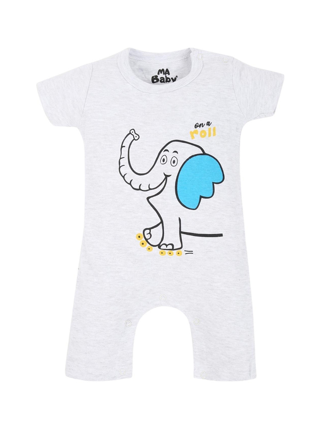 

MA Baby Infant Boys Printed Pure Cotton Rompers, Grey