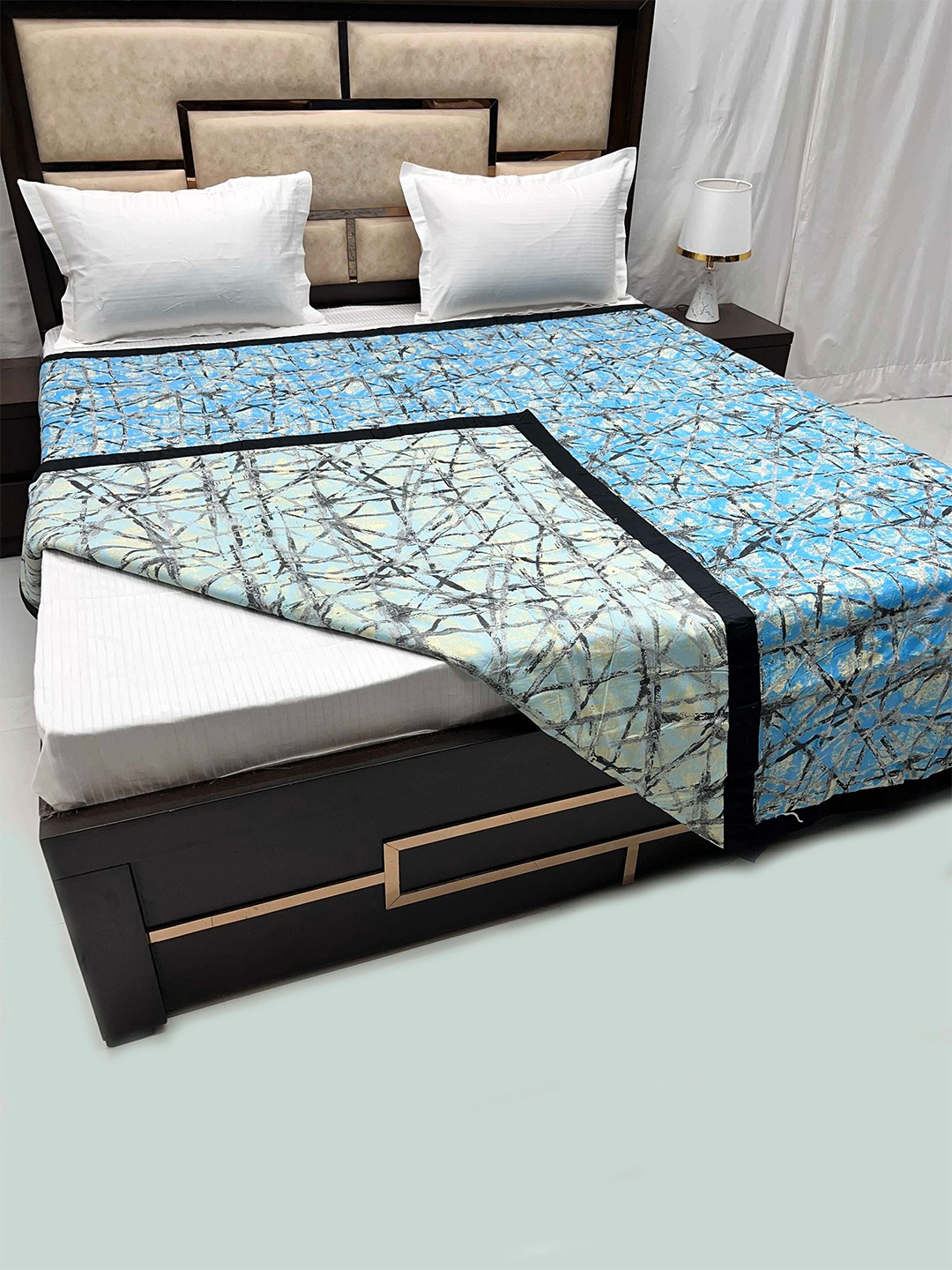 

Pure Decor Blue & Grey AC Room 210 GSM Pure Cotton Reversible Double Bed Dohar