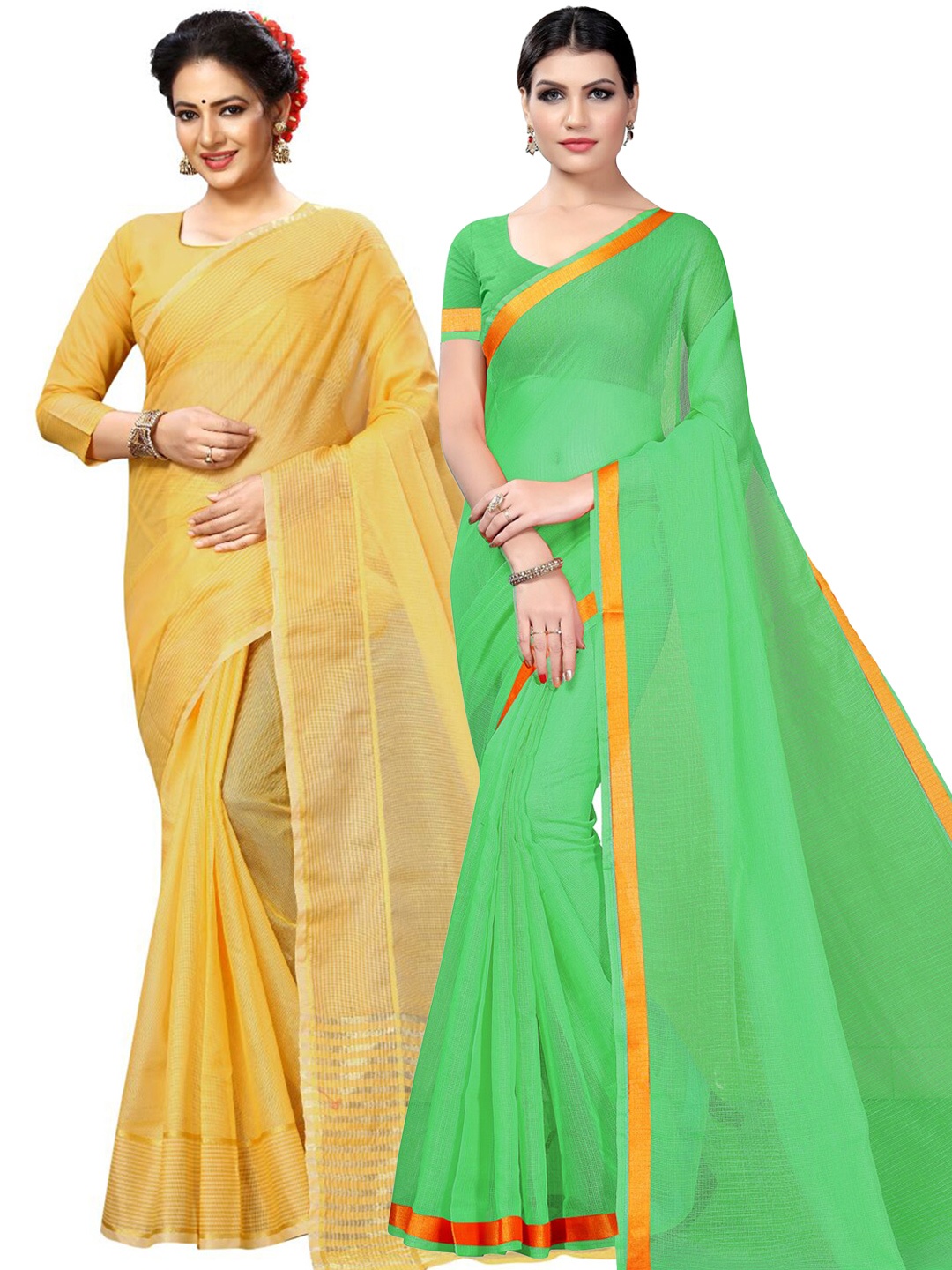 

KALINI Pack Of 2 Ilkal Sarees, Mustard