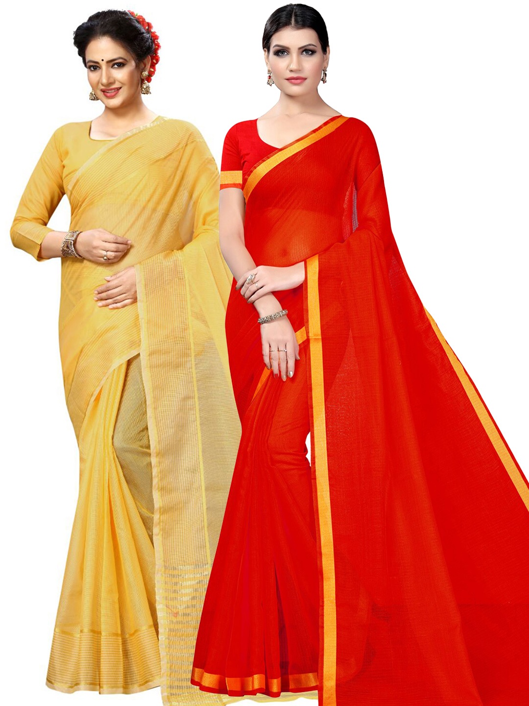 

KALINI Red & Yellow Ilkal Saree