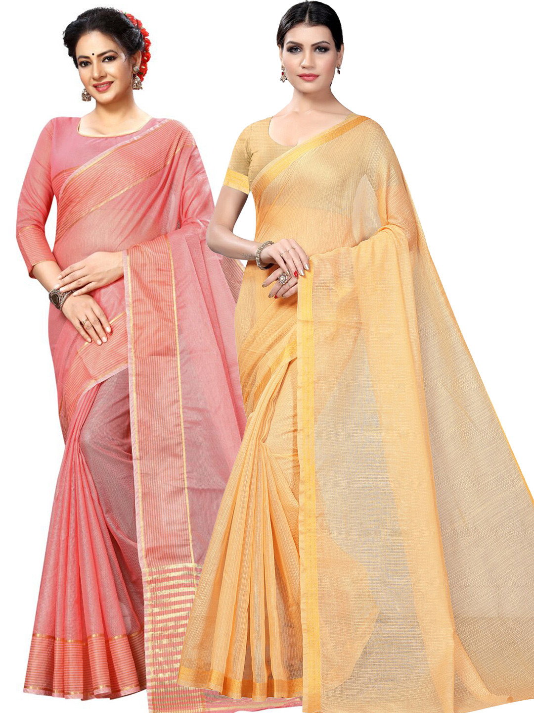 

KALINI Pack Of 2 Ilkal Saree, Yellow