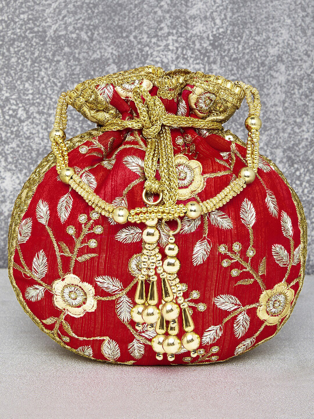 

Peora Embroidered Purse Clutch, Red