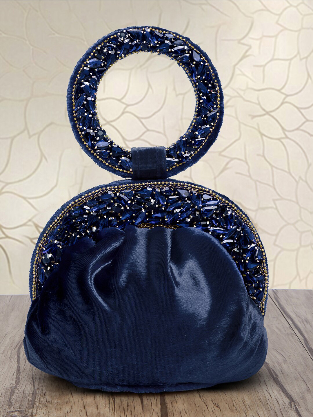 

Peora Women Embellished Fabric Purse, Navy blue