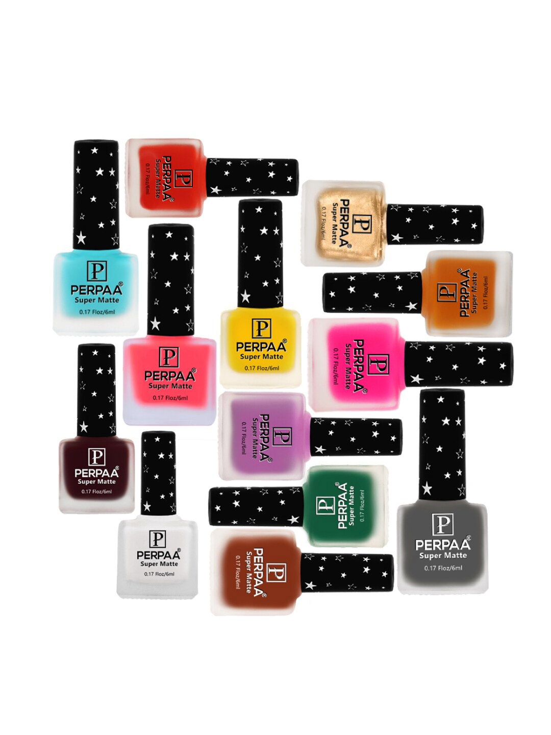 

PERPAA Set of 12 Super Matte Quick-Dry & Long-Lasting Nail Polish 6 ml Each- Combo 02, Multi