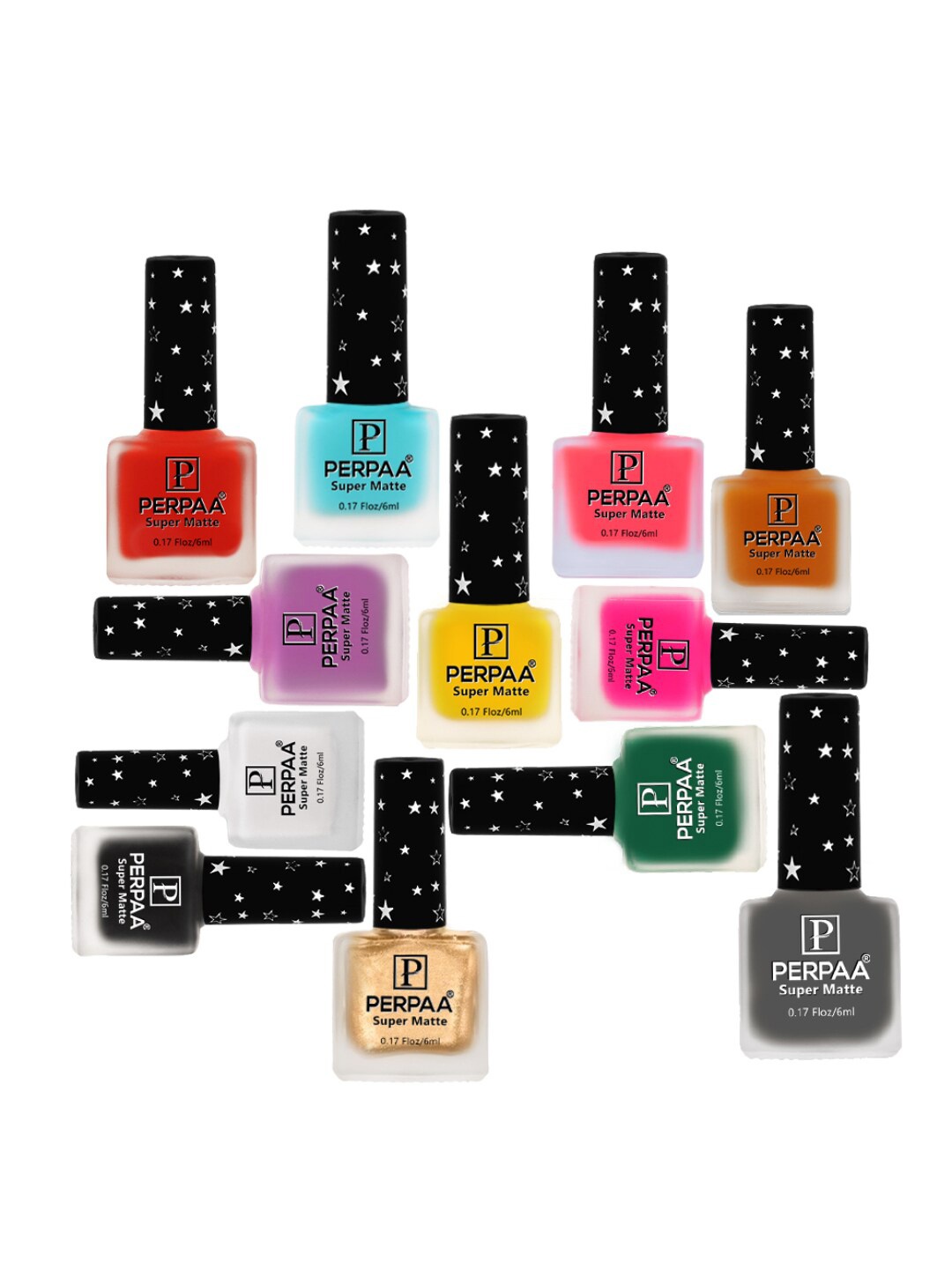 

PERPAA Set Of 12 Super Matte Quick-Dry & Long Lasting Nail Polish 6ml Each - Combo 13, Pink