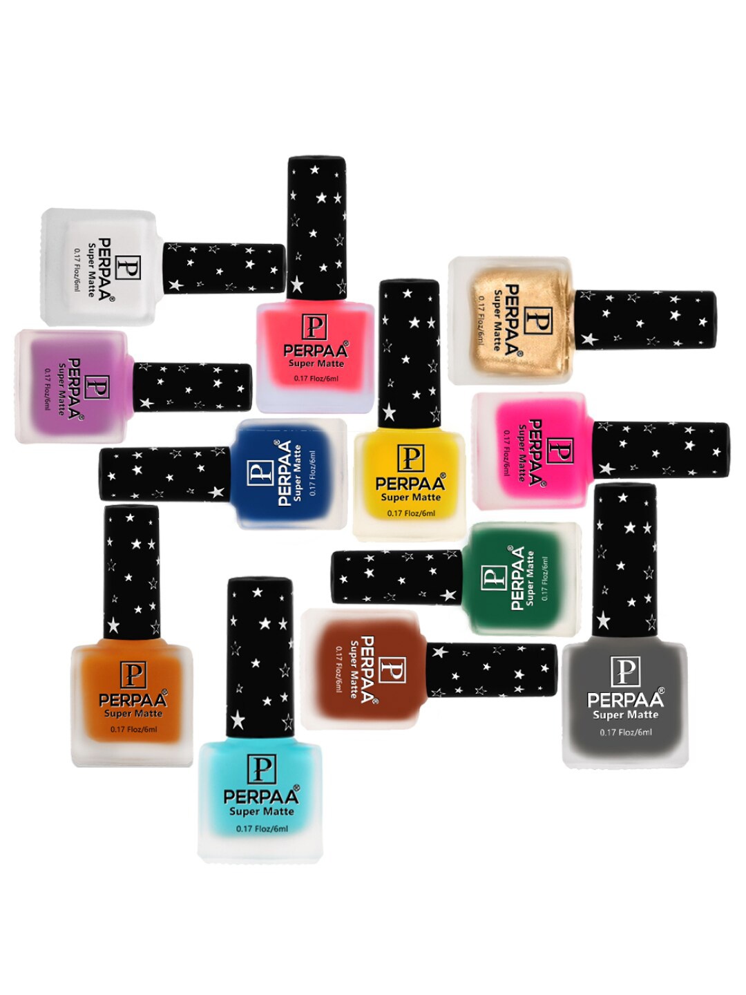 

PERPAA Set Of 12 Super Matte Quick-Dry & Long Lasting Nail Polish 6ml Each - Combo 05, White