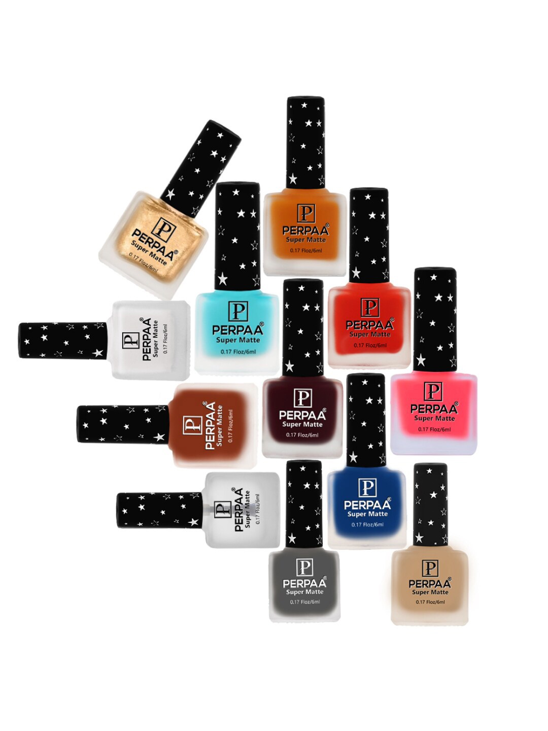 

PERPAA Set Of 12 Super Matte Quick-Dry & Long Lasting Nail Polish 6ml Each - Combo 18, Brown