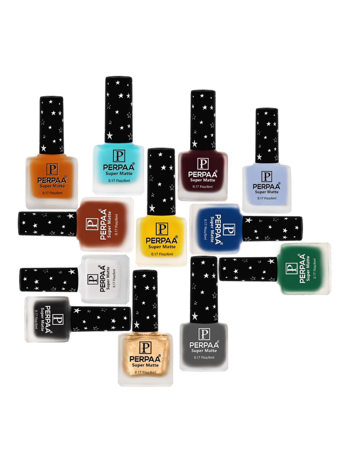 

PERPAA Set Of 12 Super Matte Quick-Dry & Long Lasting Nail Polish 6ml Each - Combo 15, Blue