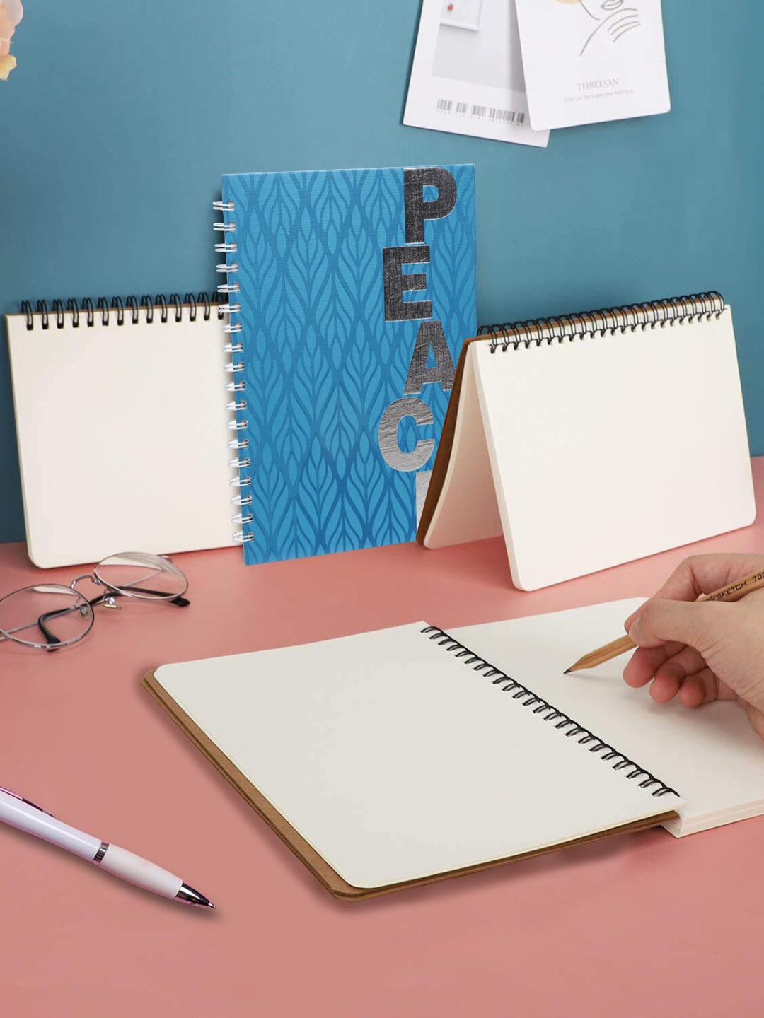 

Archies Typography Printed A4 Single Rule Notebook, Blue