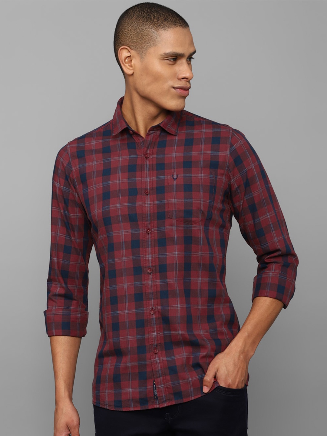 

Allen Solly Sport Men Tartan Checked Cotton Casual Shirt, Maroon