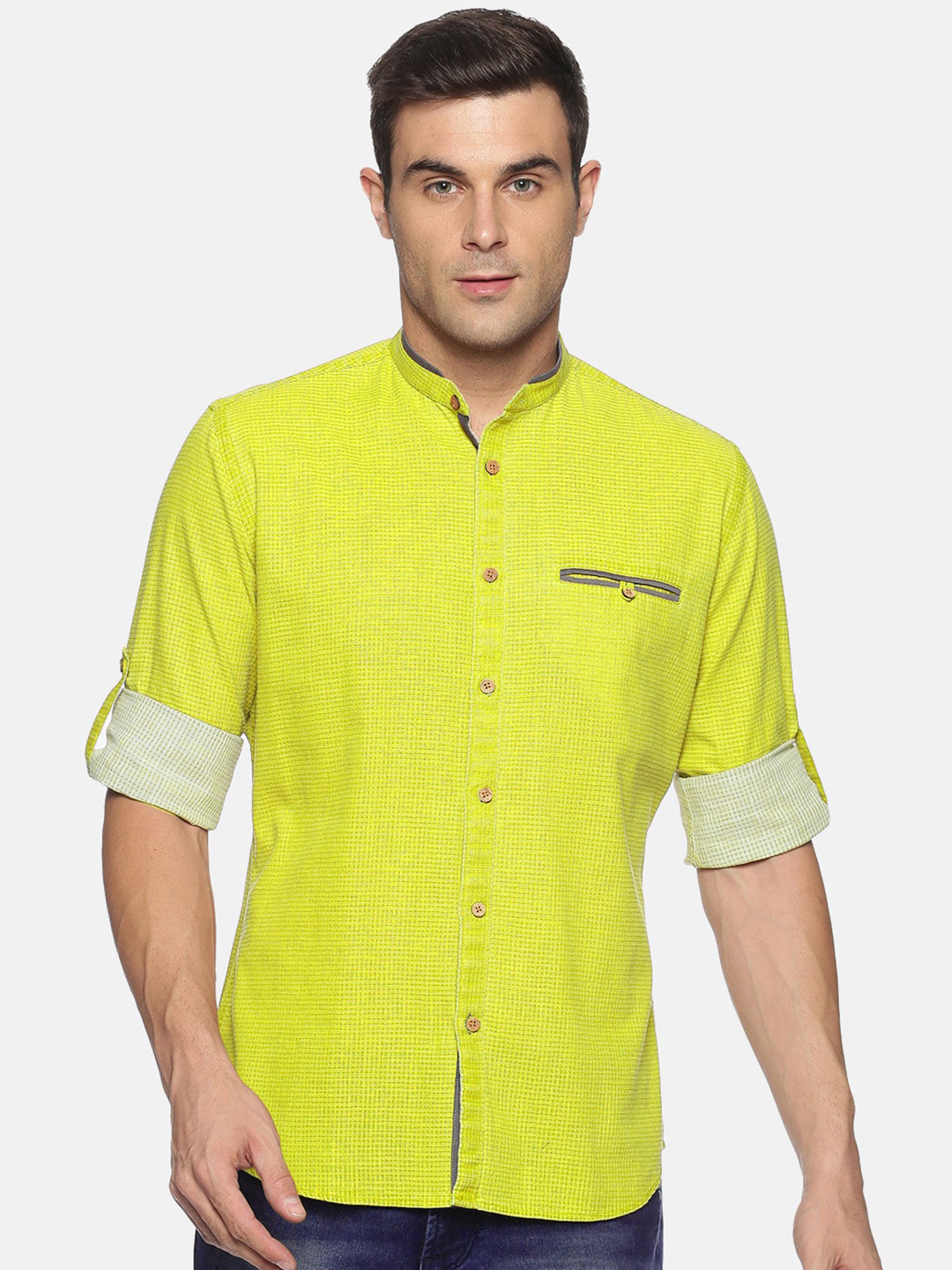 

DON VINO Men Relaxed Slim Fit Cotton Casual Shirt, Green
