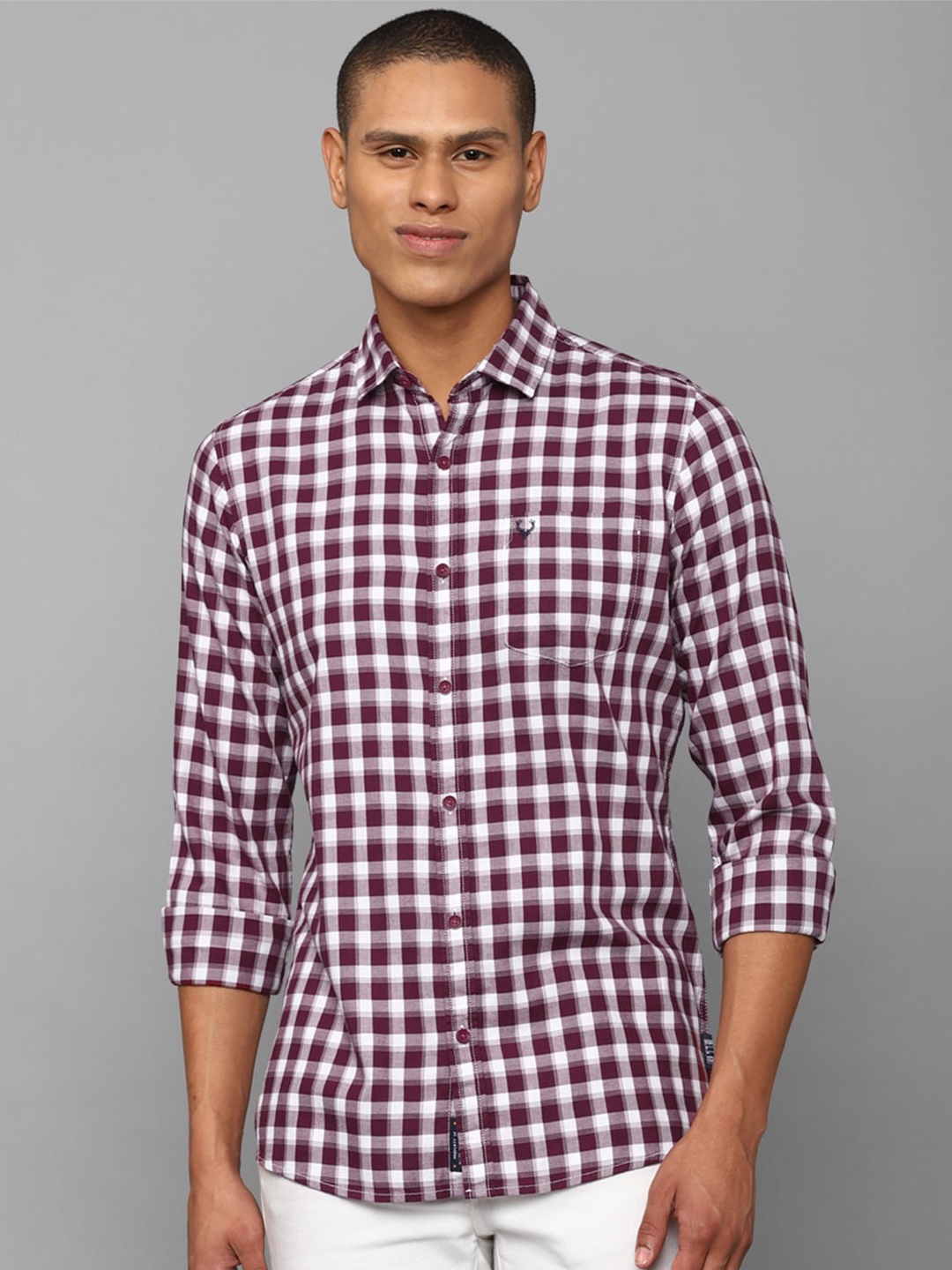 

Allen Solly Sport Men Gingham Checked Cotton Casual Shirt, Maroon