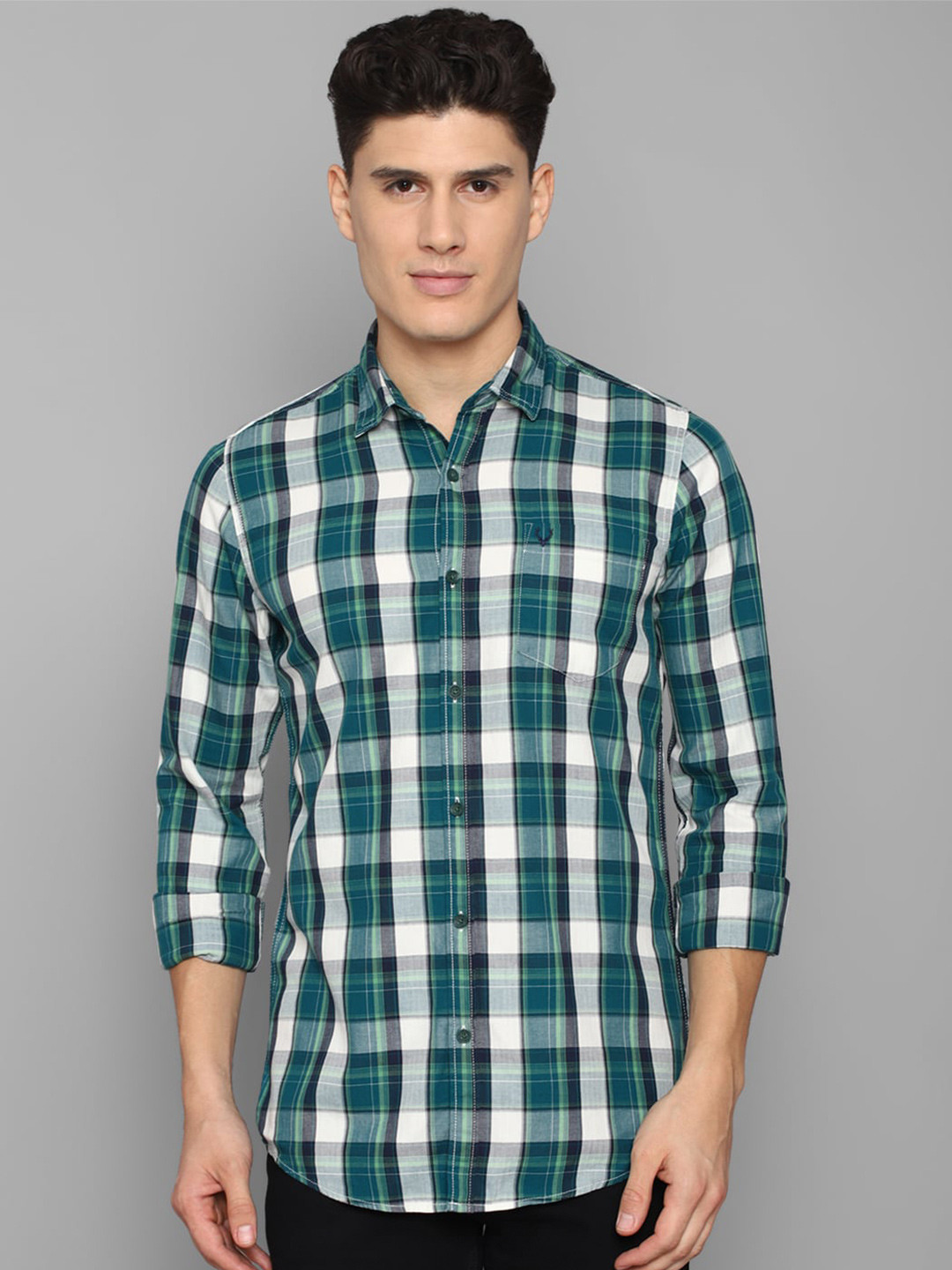 

Allen Solly Sport Men Tartan Checked Cotton Casual Shirt, Green