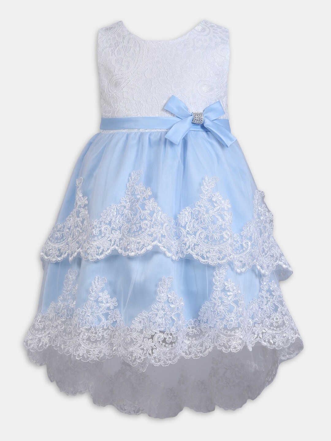 

Hopscotch Girls Floral Embroidered A-Line Dress, Blue