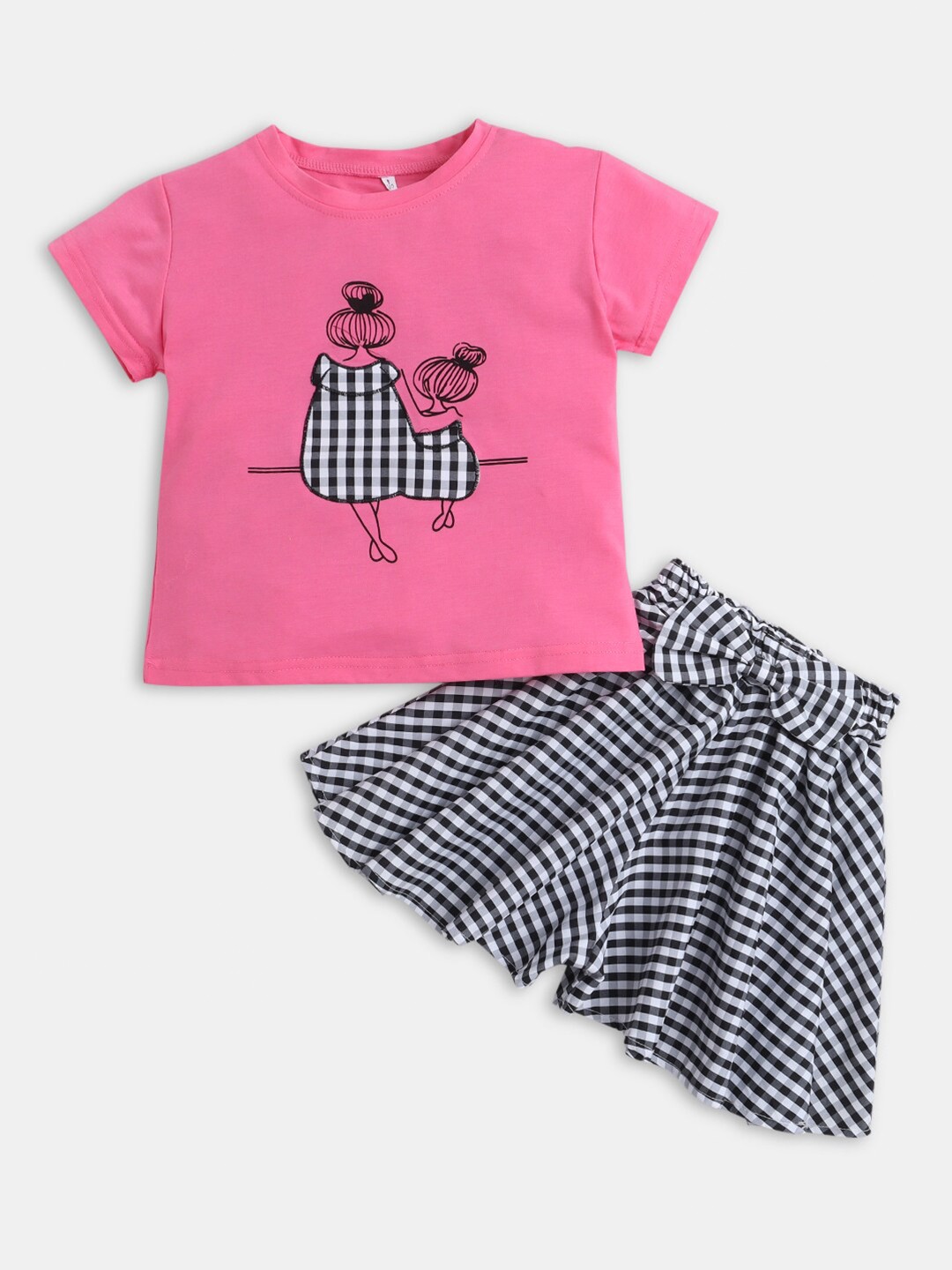 

Hopscotch Girls Printed Top with Shorts, Pink