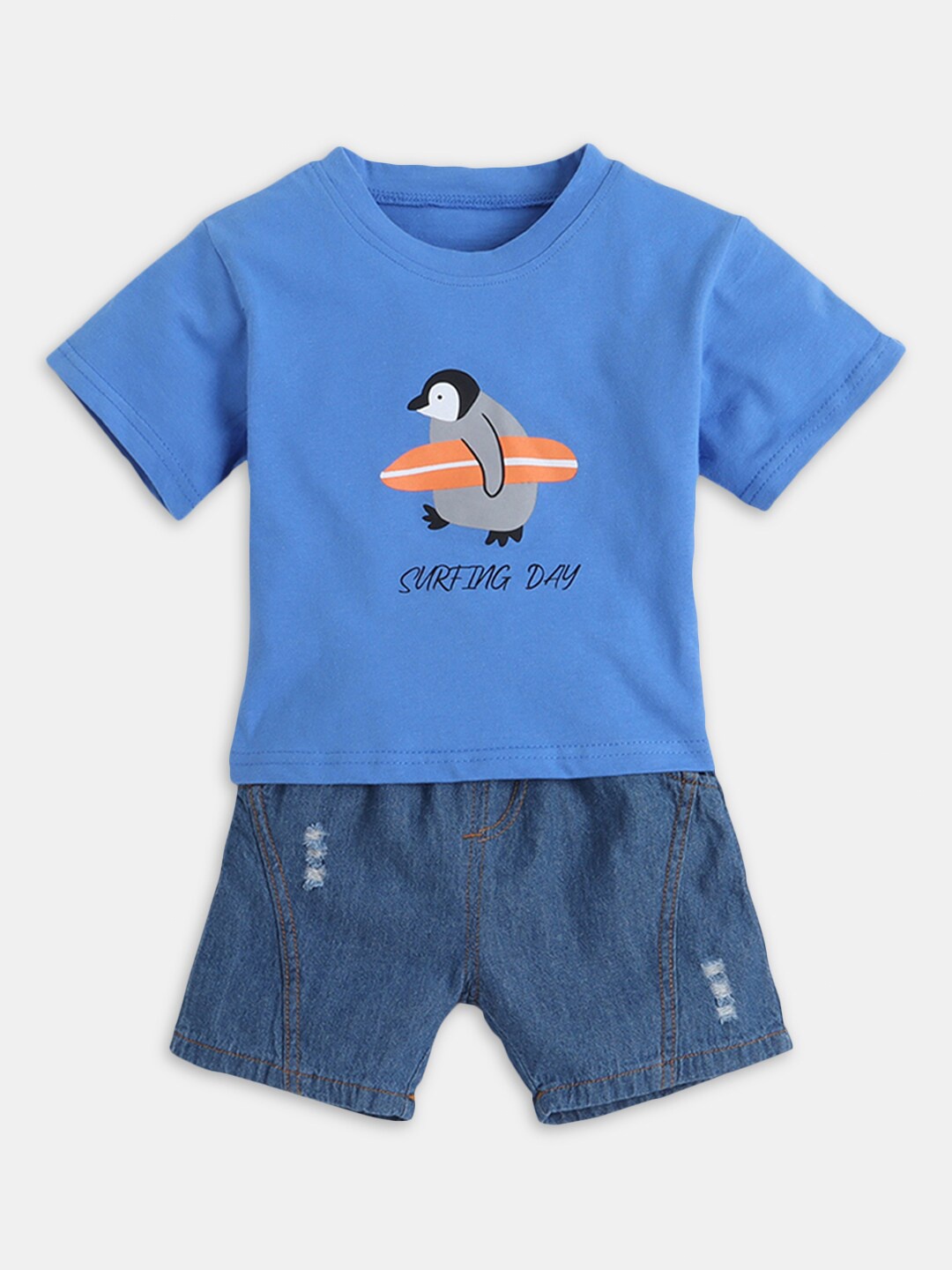 

Hopscotch Boys Printed T-shirt with Shorts, Blue