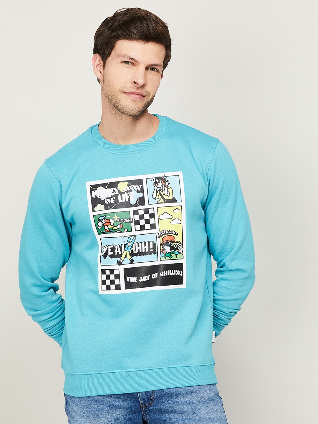 

Fame Forever by Lifestyle Men Printed Round Neck Sweatshirt, Blue