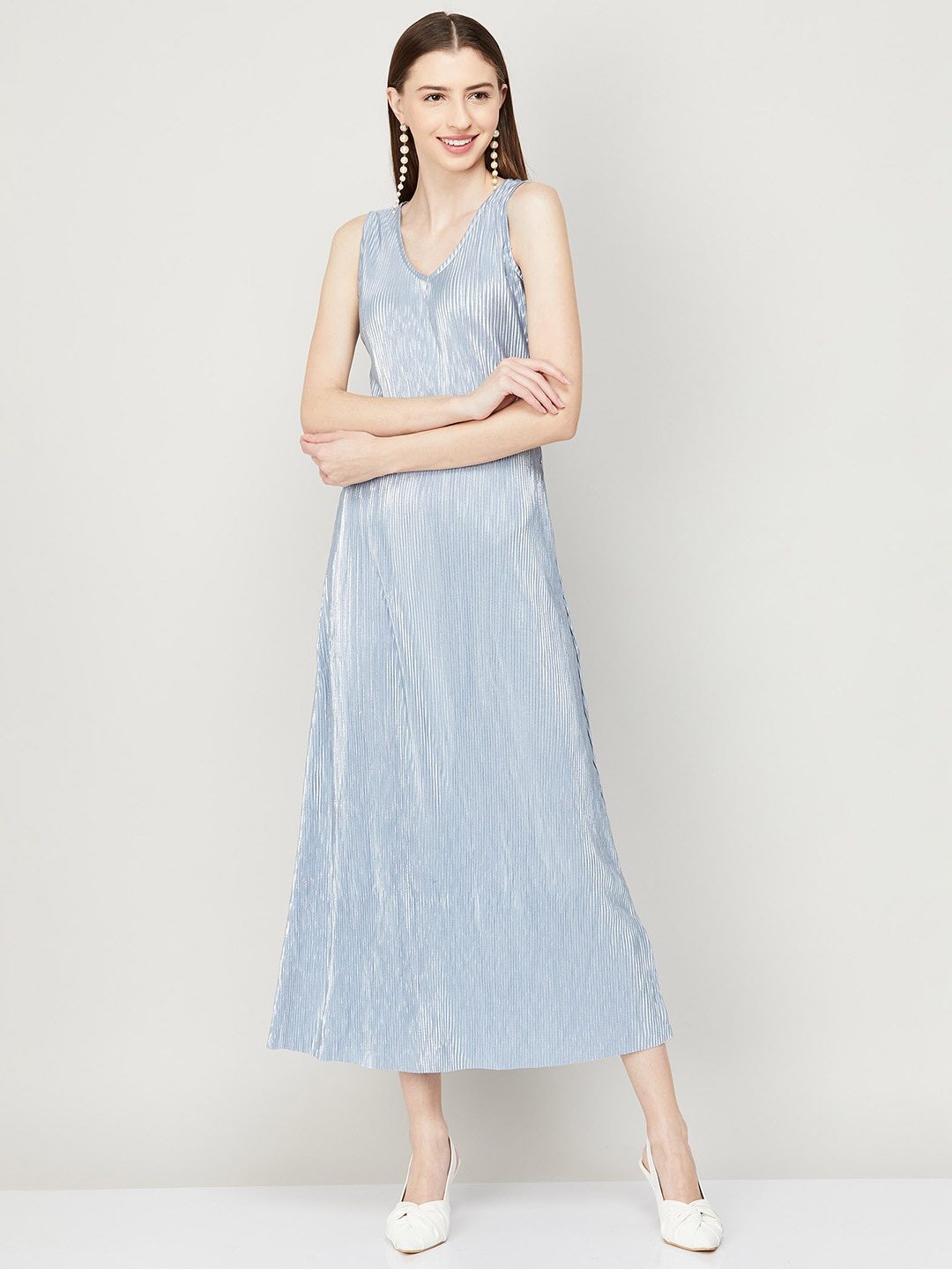

CODE by Lifestyle Striped A-Line Midi Dress, Blue