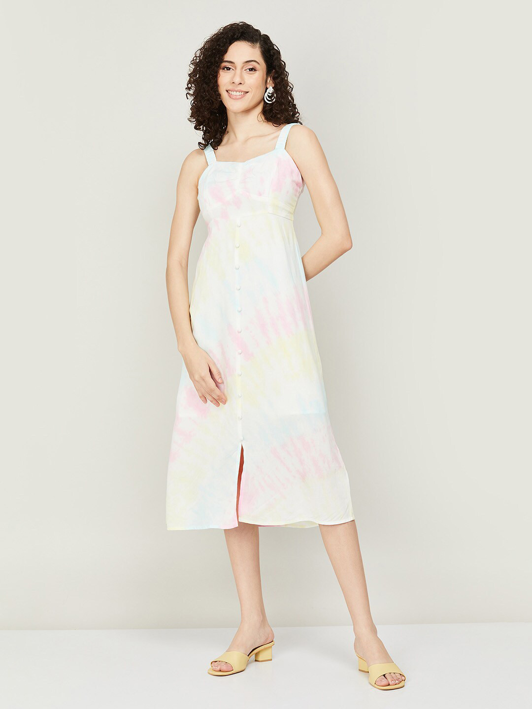 

Ginger by Lifestyle Tie and Dye A-Line Midi Dress, Off white