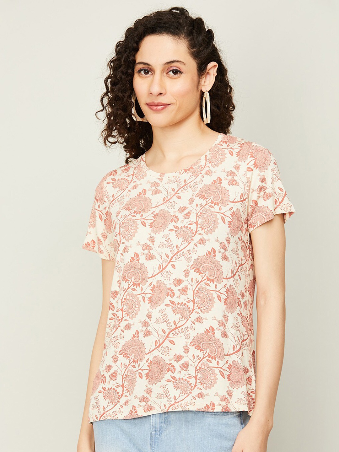 

Colour Me by Melange Floral Print Top, White
