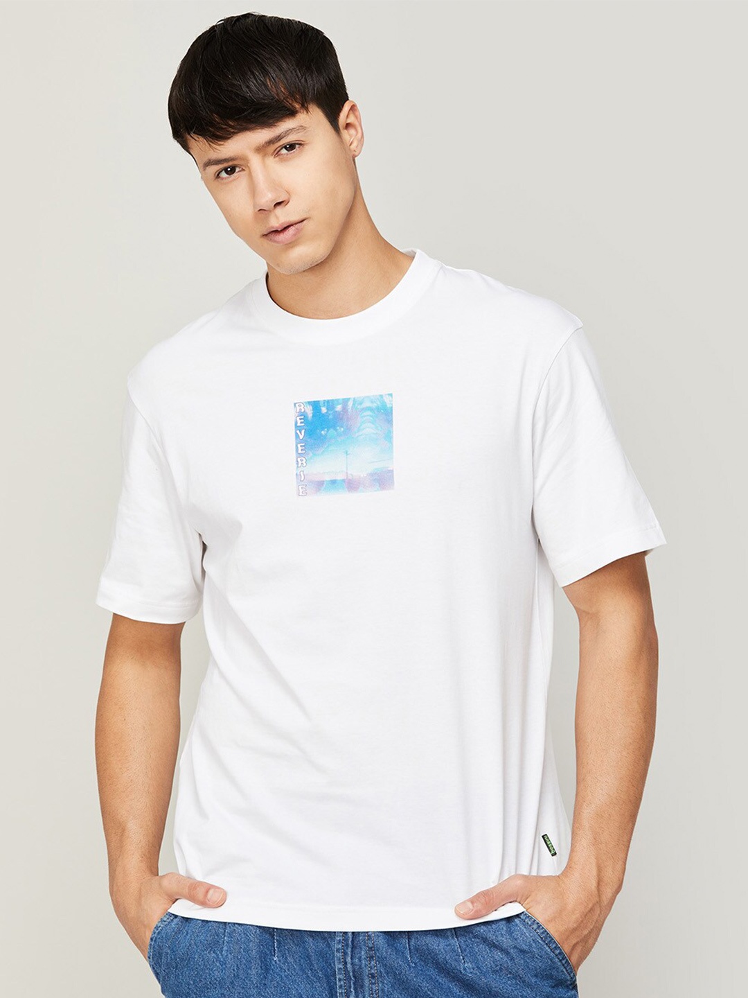 

Bossini Men Printed Cotton T-shirt, White