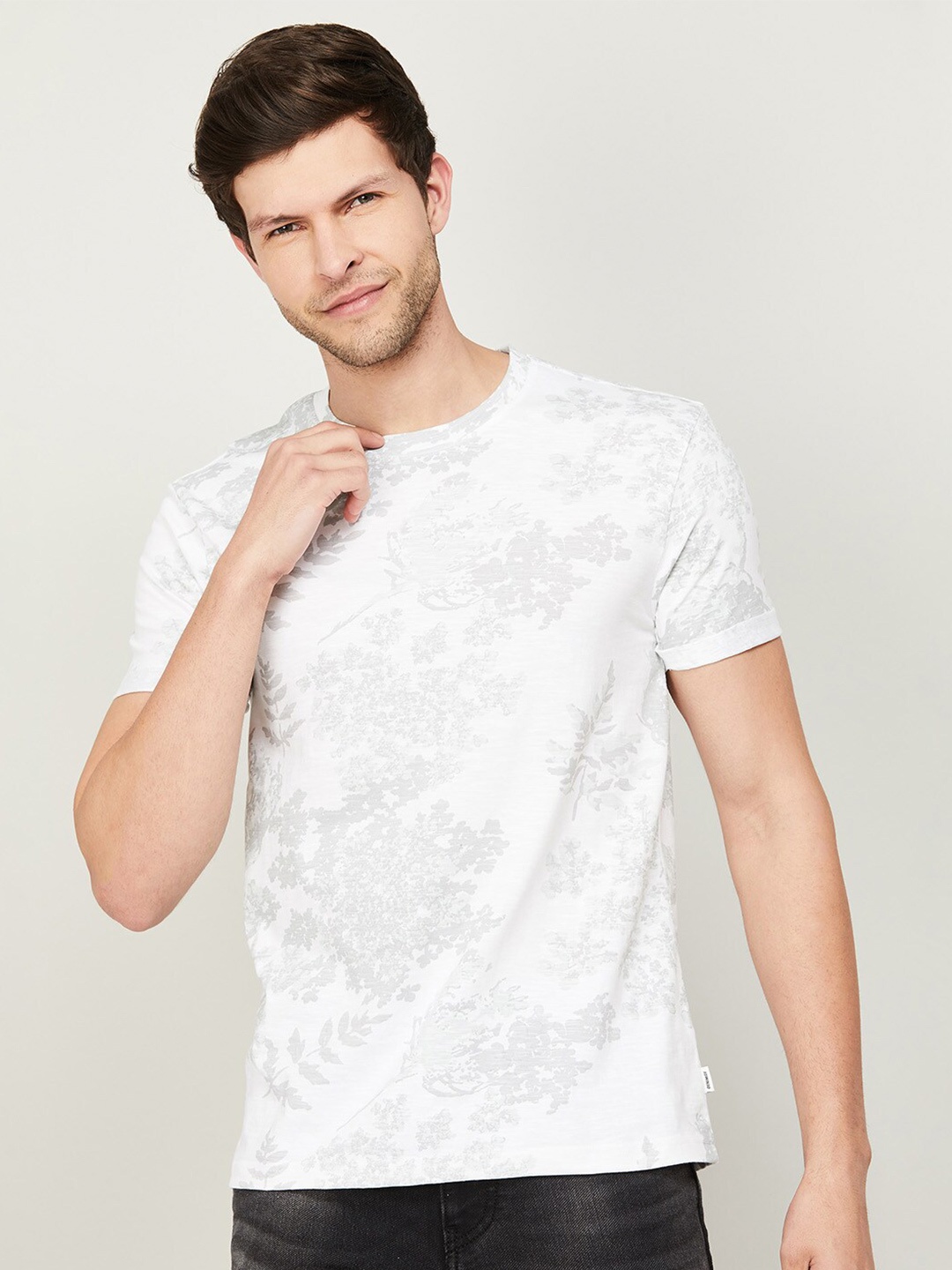 

Denimize by Fame Forever Men Floral Dyed T-shirt, White
