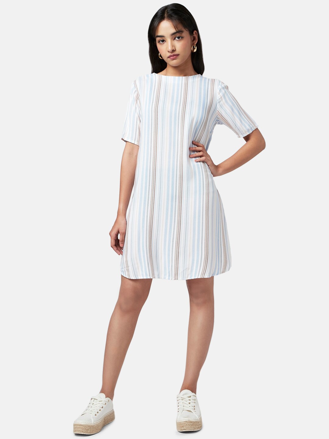 

YU by Pantaloons Striped A-Line Dress, White