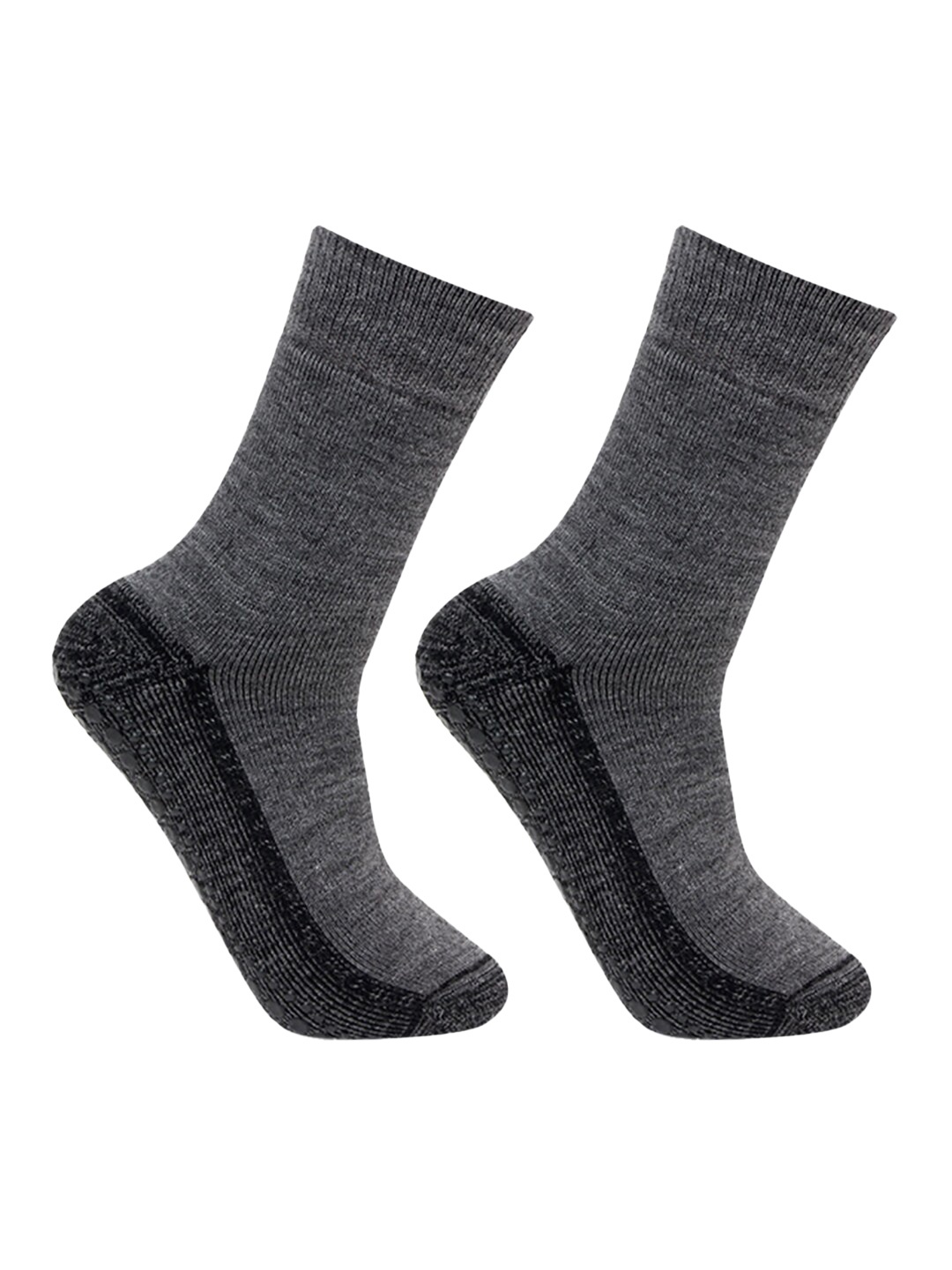 

Bonjour Men Pack Of 2 Ankle-Length Anti-Skid Woolen Socks, Grey