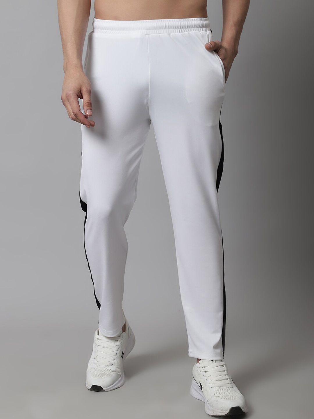 

JAINISH Men Tapered-Fit Track Pants, White