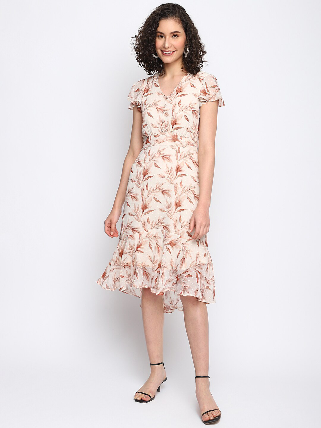 

Latin Quarters Floral Printed A-Line Dress, Off white