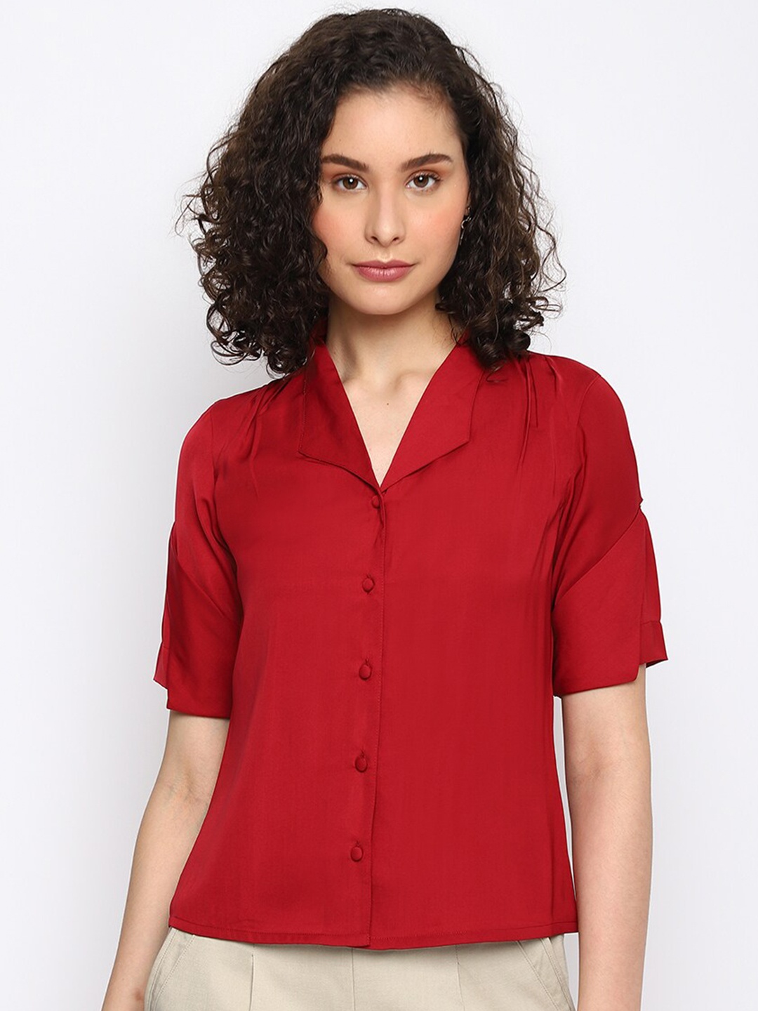 

Latin Quarters Shirt Style Top, Maroon