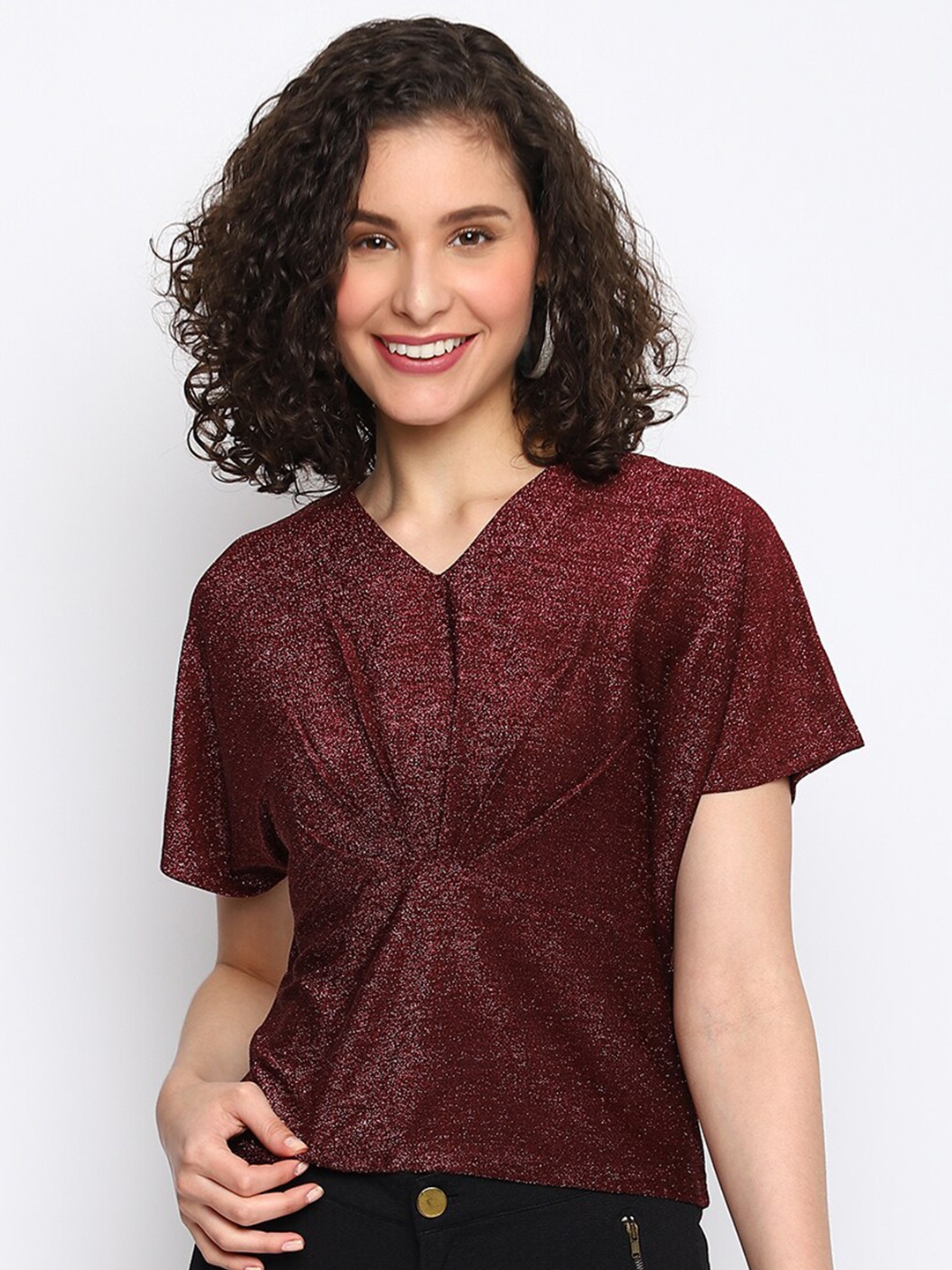 

Latin Quarters Extended Sleeves Top, Maroon