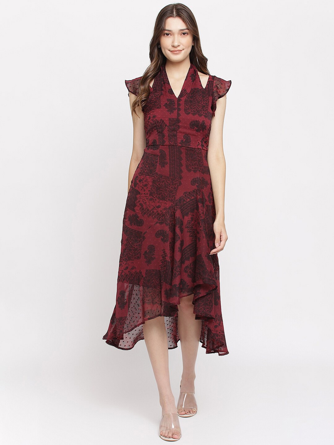 

Latin Quarters V-Neck Printed A-Line Midi Dress, Multi