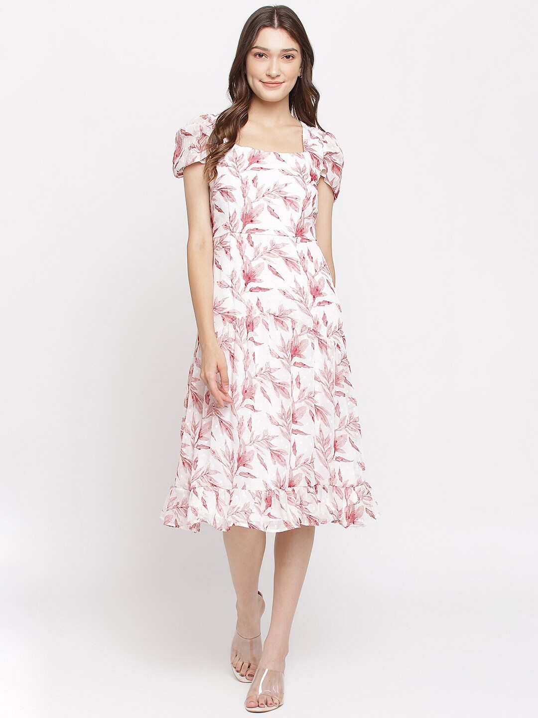 

Latin Quarters Floral Printed A-Line Midi Dress, White