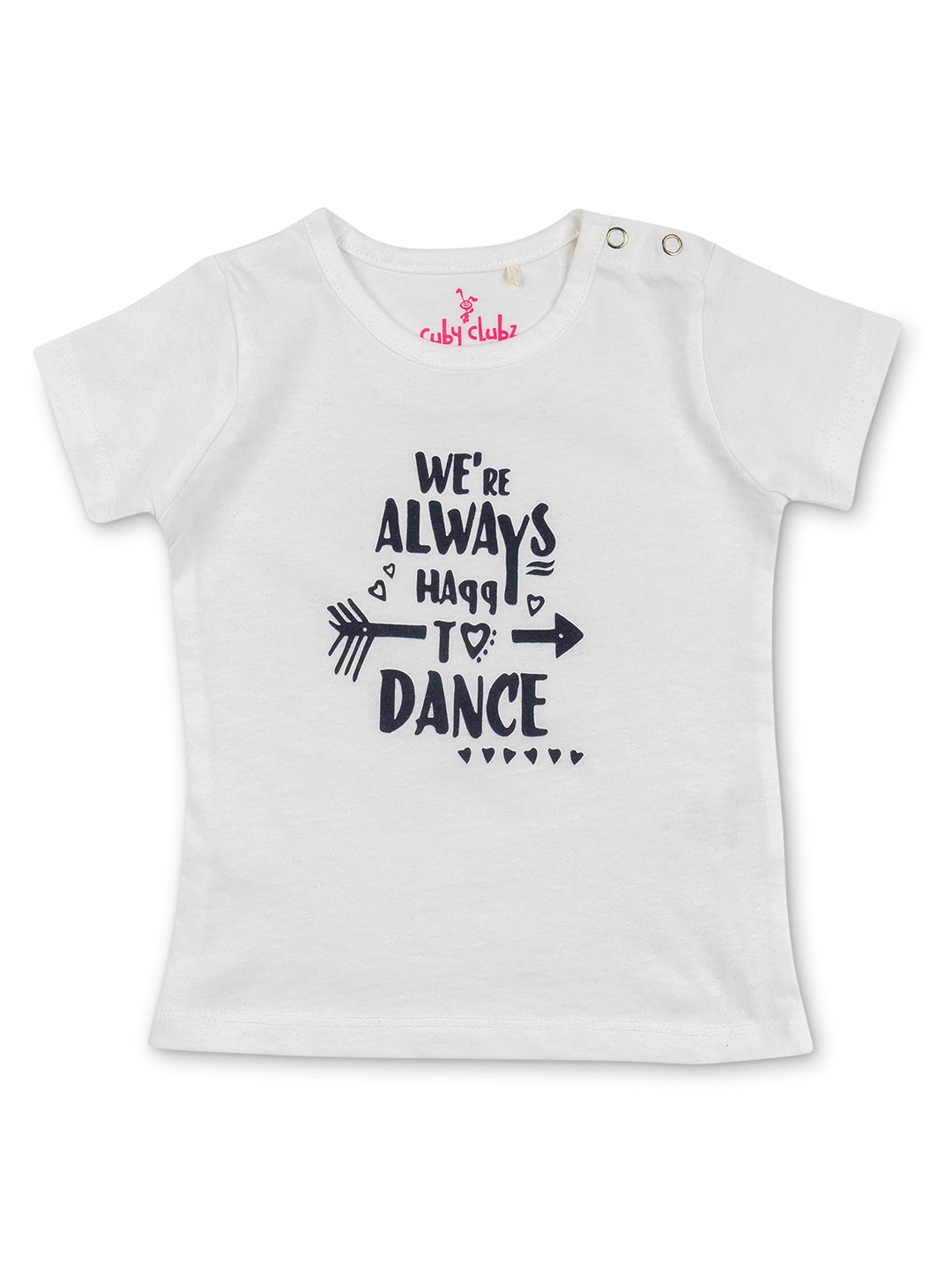 

Cuby Clubz Girls Typography Printed T-shirt, White