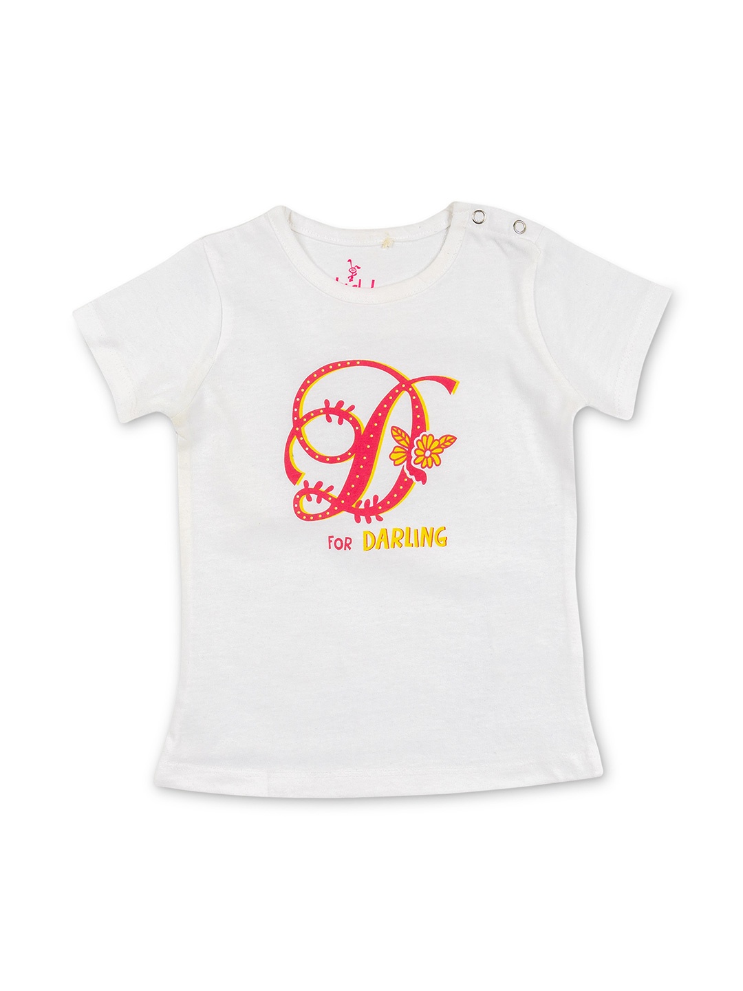 

Cuby Clubz Girls Typography Printed Cotton T-shirt, White