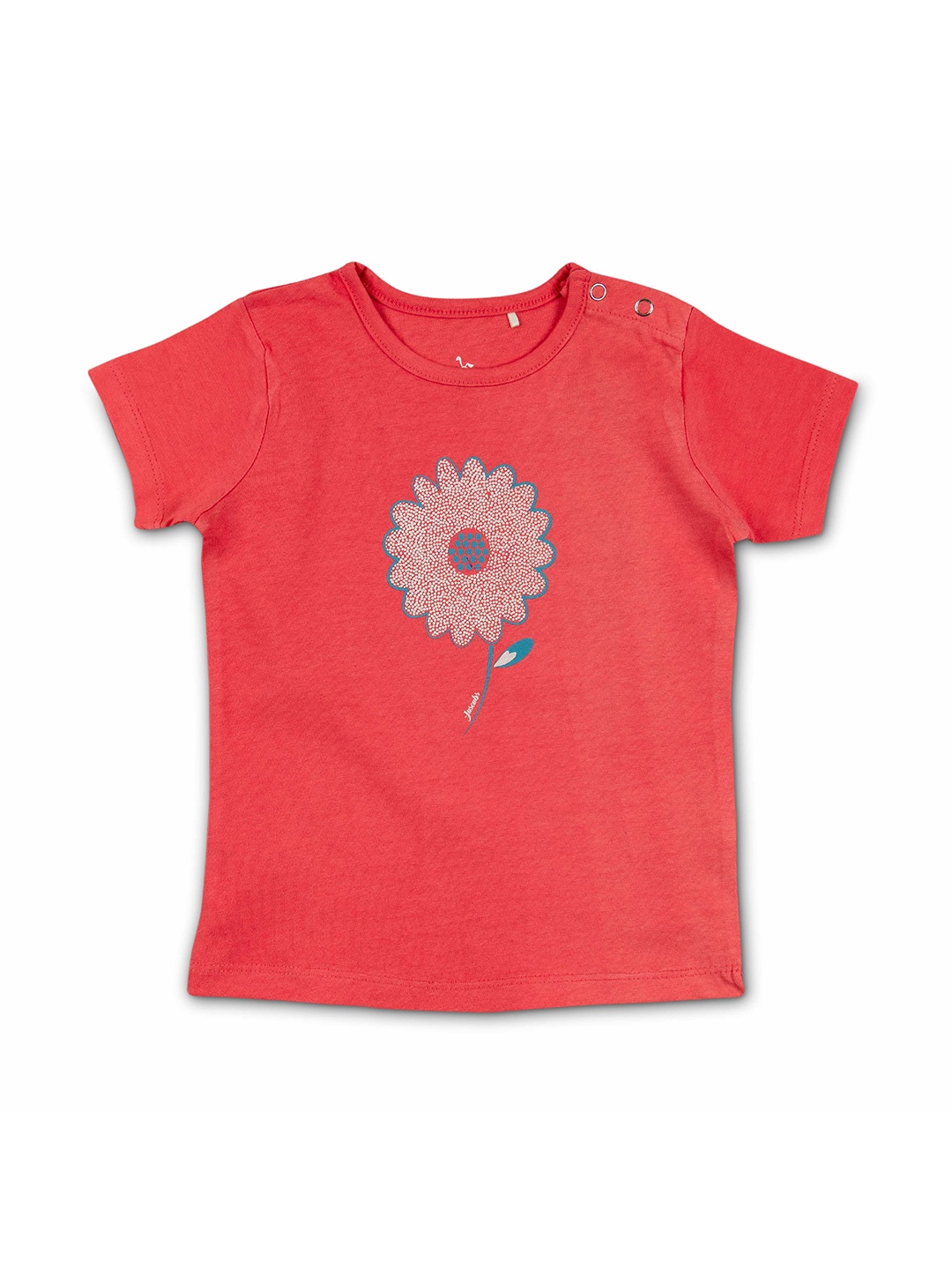

Cuby Clubz Girls Cotton Floral Printed T-shirt, Coral