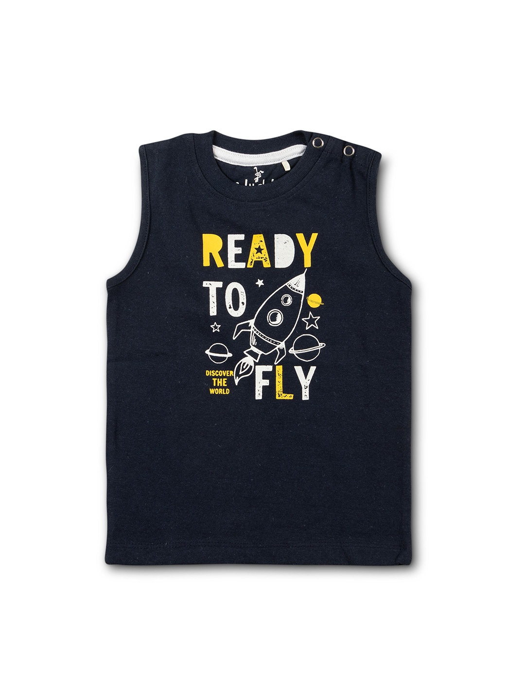 

Cuby Clubz Boys Typography Printed Cotton T-shirt, Navy blue